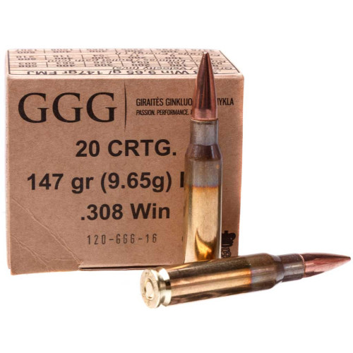 Патрон GGG кал. 308 Win куля FMJ, маса 9.52 гр/147 гран фото
