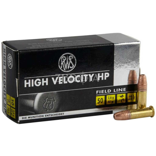 Патрон RWS High Velocity HP кал. 22 LR пуля BRsp, масса 2.6 гр/40 гран фото
