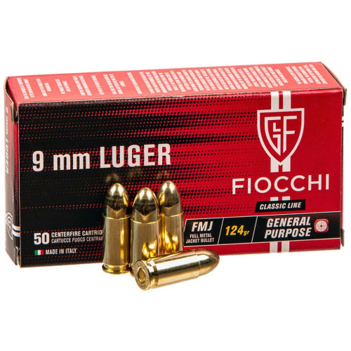 Патрон Fiocchi Classic кал. 9 мм Luger (9х19) куля FMJ, маса 8.04 гр/124 гран фото