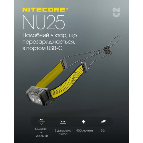 Ліхтар налобний Nitecore NU25 NEW фото 5