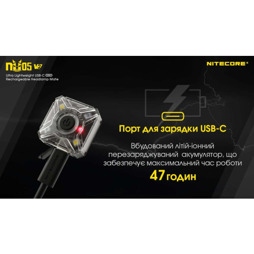 Ліхтар налобний Nitecore NU05 KIT V2 фото 10