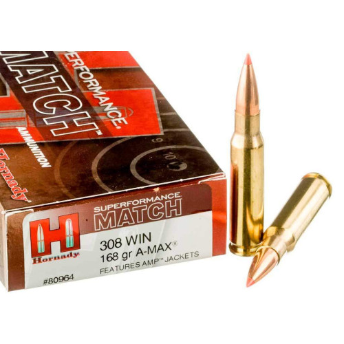 Патрон Hornady Superformance Match кал. 308 Win пуля A-Max, масса 10.88 гр/168 гран фото 2