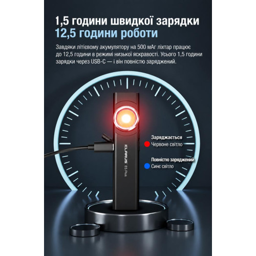 Ультратонкий фонарь Klarus E5 Plus 650 лм/500 mAh. Gray фото 5