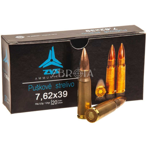Патрон ZVS кал. 7,62x39 куля FMJ, маса 8.04 гр/124 гран фото