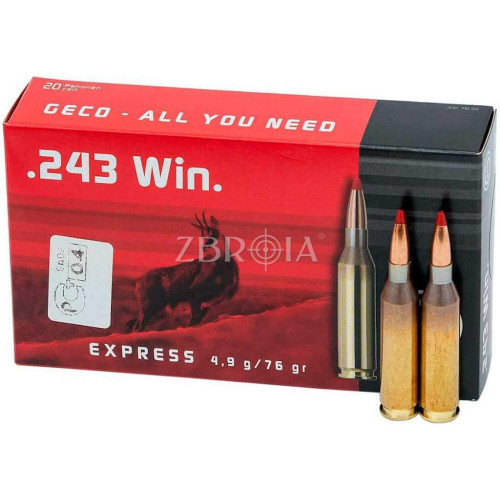 Патрон GECO кал. 243 Win пуля Express, масса 4.92 гр/76 гран фото 2