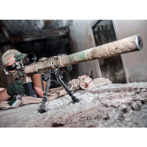 Сошки Buvele Carbon Bipod на антабку (высота 15.2 - 22.9 см) с переходником на Weaver/Picatinny фото 9
