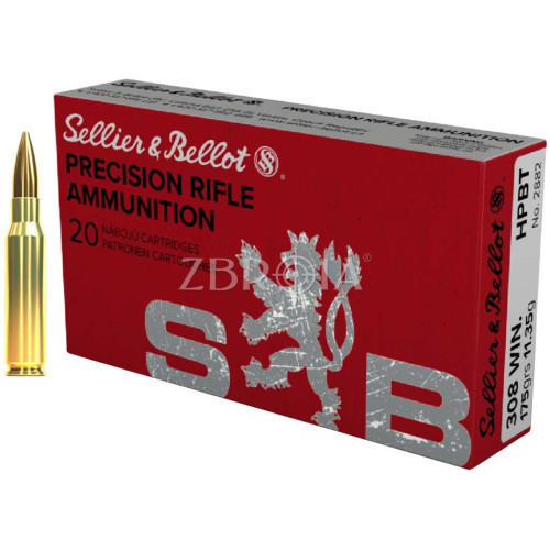 Патрон Sellier & Bellot кал. 308 Win куля HPBT, маса 11.35 гр/175 гран фото