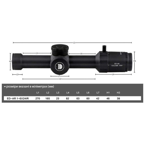 Прицел Discovery Optics ED-AR 1-6x24 IR FFP (30 мм, подсветка) фото 5