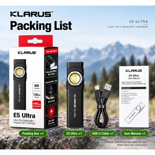Ультратонкий фонарь Klarus E5 Ultra 800 лм/1400 mAh. Black фото 27