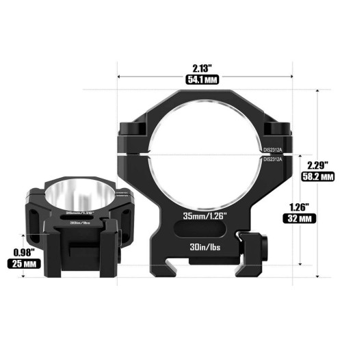 Кольца Discovery Scope Mount Rings 6061 Series (35 мм) Medium на Picatinny. ВН - 14.5 мм фото 4
