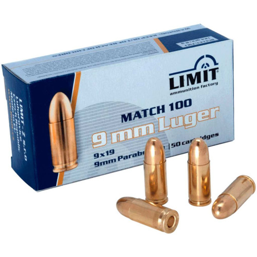 Патрон LIMIT кал. 9x19 куля FMJ, маса 8 гр/124 гран фото