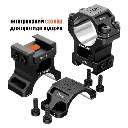 Кольца Discovery Scope Mount Rings 6061 Series (30 мм) High на Picatinny. ВН - 22 мм фото 5