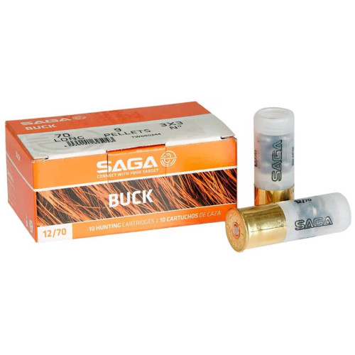 Патрон SAGA Buck 9P (3*3) кал. 12/70 картеч 8.65 мм, навіска 34 г фото