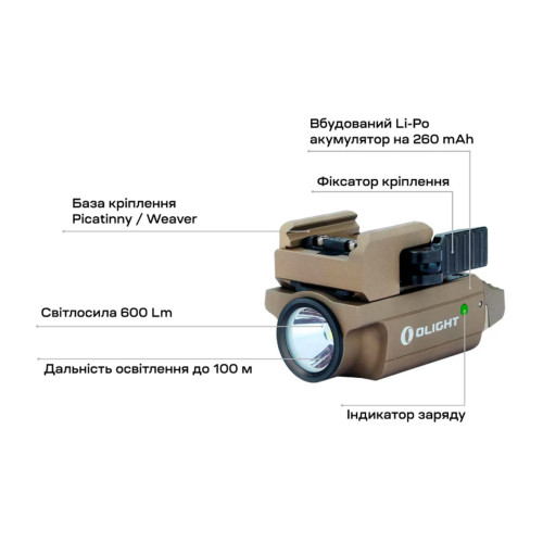 Фонарь Olight PL-Mini 2 Valkyrie. Цвет - desert tan фото 13