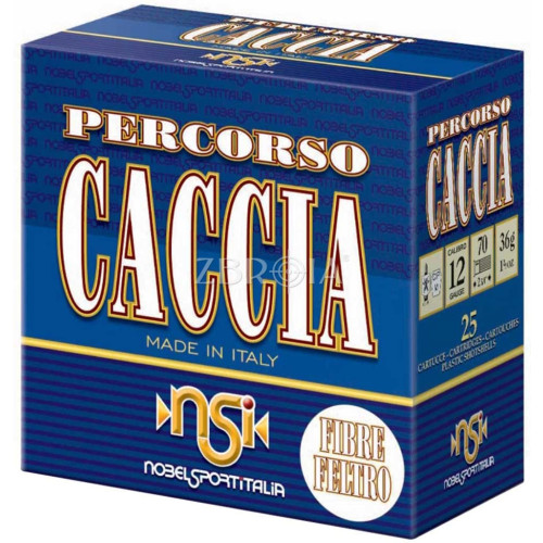 Патрон Nobel Percorso Caccia кал. 12/70 дробь №4/0, навеска 36 гр фото