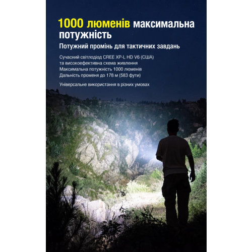 Ручной фонарь Klarus XT1C 1000 лм/850 mAh. Black фото 7
