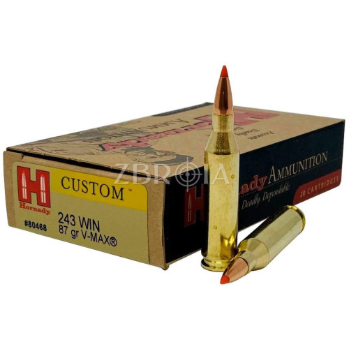 Патрон Hornady Custom кал. 243 Win пуля V-Max, масса 5.64 гр/87 гран фото 2