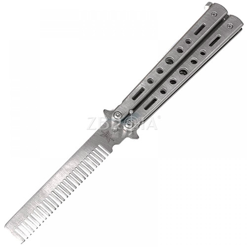 Нож бабочка Benchmade лезвие-расческа silver фото