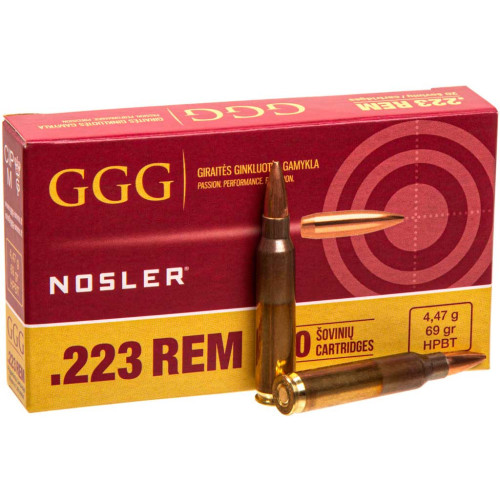 Патрон GGG кал. 223 Rem куля Nosler HPBT, маса 4.47 гр/69 гран фото