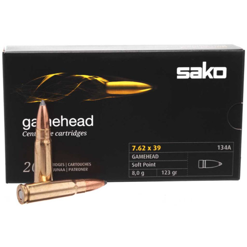 Патрон Sako Gamehead кал. 7,62x39 куля SP, маса 8 гр/123 гран фото
