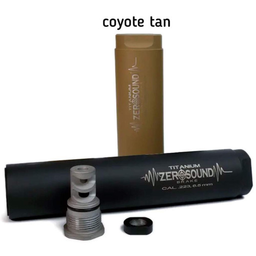Глушитель Zero Sound TITANium Brake кал. 223 - 6,5 Creedmoor. Резьба 1/2"-28 UNEF. Цвет - Coyote tan фото 2