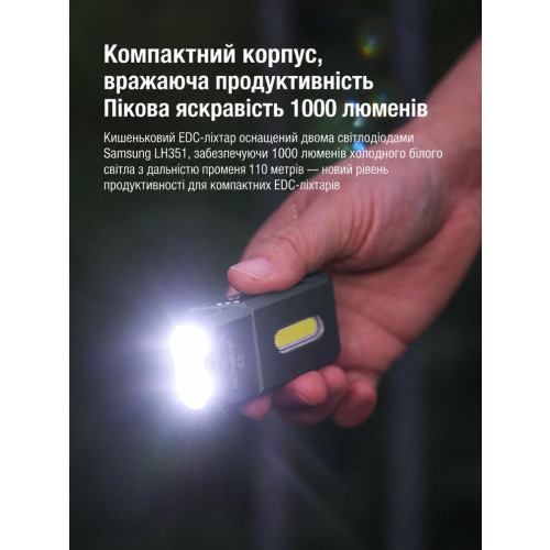 Фонарь с поворотной головой Klarus E8 1000 лм/1000 mAh. Green фото 14