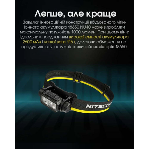 Ліхтар налобний Nitecore NU40 фото 6