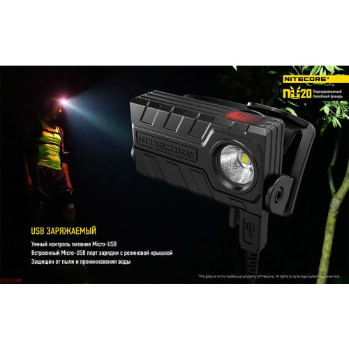 Ліхтар налобний Nitecore NU20 White фото 8