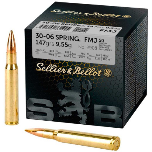 Патрон Sellier & Bellot кал. 30-06 куля FMJ, маса 9.55 гр/147 гран фото