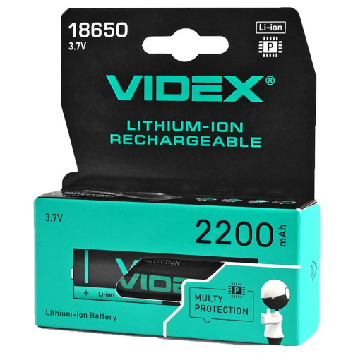 Аккумулятор Videx 18650 Li-Ion 2200mAh с защитой фото 2