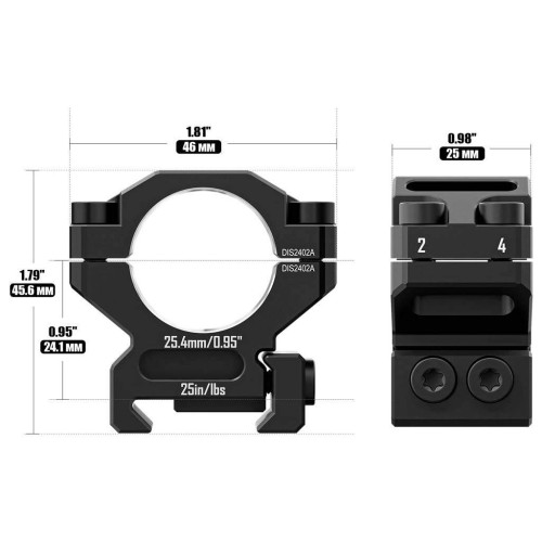 Кольца Discovery Scope Mount Rings 6061 Series (25.4 мм) Low на Picatinny. ВН - 11.4 мм фото 8