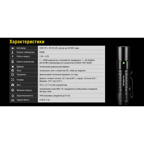 Ультракомпактный фонарь Klarus XT1A 1000 лм/920 mAh Black фото 18