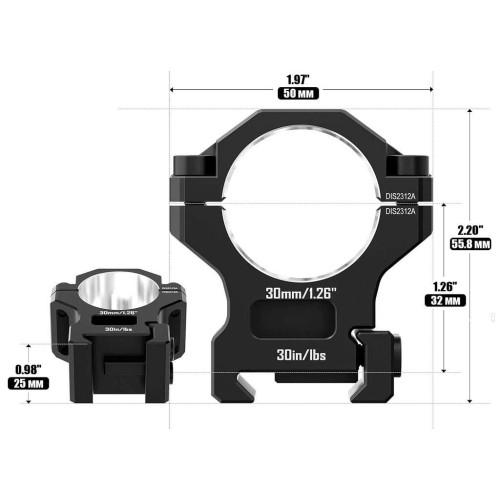 Кольца Discovery Scope Mount Rings 7075AL (30 мм) Medium на Picatinny. ВН - 17 мм фото 6
