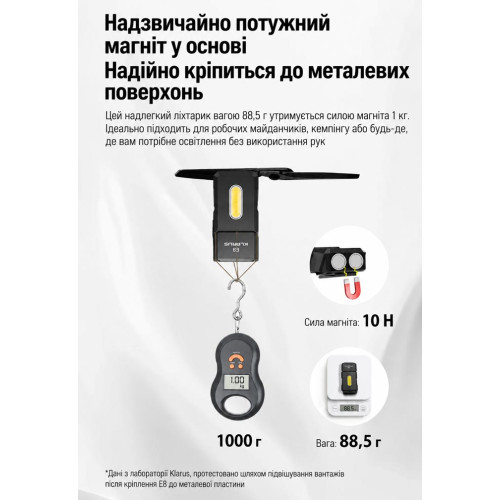 Фонарь с поворотной головкой Klarus E8 1000 лм/1000 mAh. Black фото 15