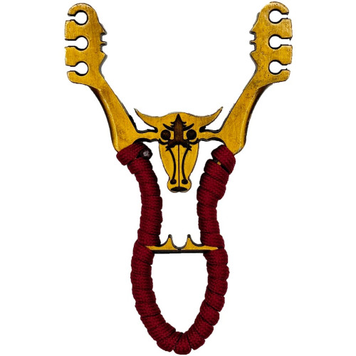 Рогатка трирядна з головою бугая з алюмінію (без гумки). Колір - бронза фото 2
