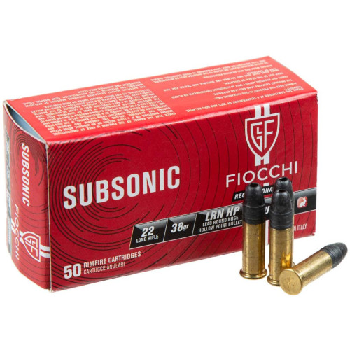 Патрон Fiocchi Subsonic кал. 22 LR куля LRN HP, маса 2.46 гр/38 гран фото