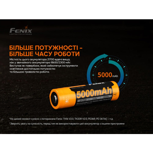 Акумулятор Fenix 21700 (ARB-L21-5000) фото 5
