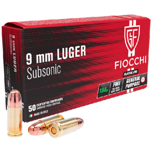 Патрон Fiocchi Classic Subsonic кал. 9 мм Luger (9х19) куля FMJ, маса 10.24 гр/158 гран фото