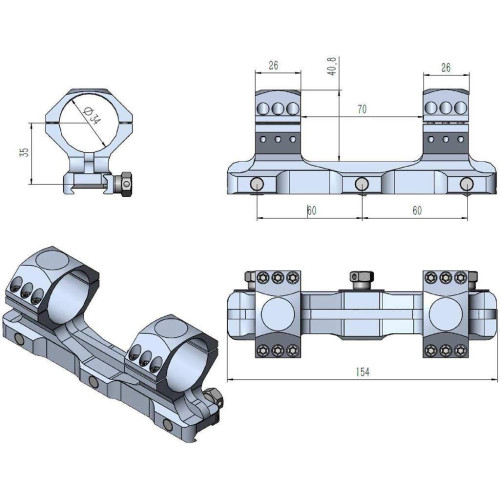 Моноблок Vector Optics X-Accu (34 мм) Medium на Picatinny фото 9