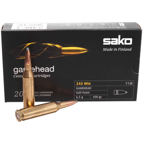 Патрон Sako Gamehead кал. 243 Win куля SP, маса 6.5 гр/100 гран фото