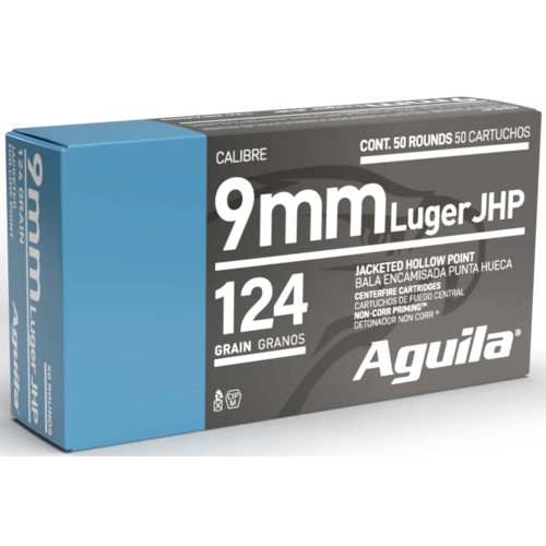 Патрон Aguila 9 mm Luger кал. 9mm Luger пуля JHP, масса 8.04 г/124 гран фото