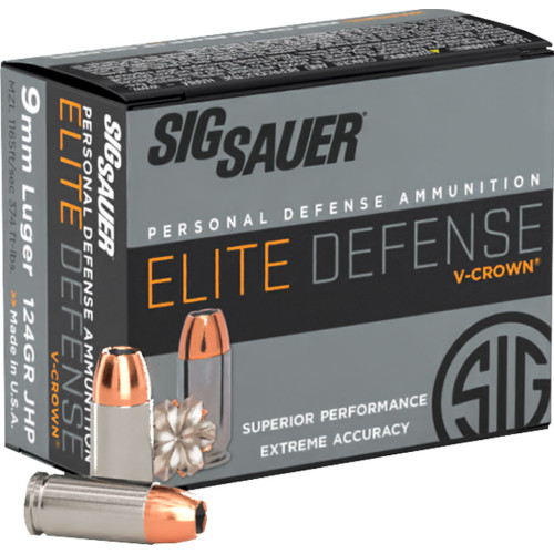 Патрон Sig Sauer Elite V-CROWN кал. 9mm Luger(9x19) куля JHP, маса 8.04 г/124 гран фото