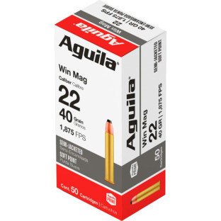 Патрон Aguila кал. 22 Win Mag куля SJSP, маса 2.59 г/40 гран фото