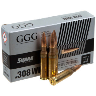 Патрон GGG кал. 308 Win куля Sierra MatchKing HPBT, маса 11.34 гр/175 гран фото