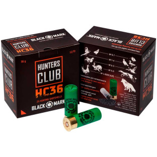 Патрон Black Mark Hunters Club 36 кал. 12/70 дробь №2/0, навеска 36 гр фото