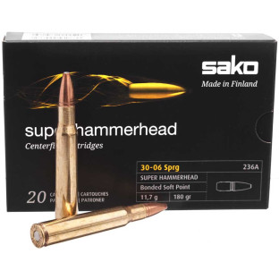 Патрон Sako Super Hammerhead кал. 30-06 куля SP, маса 11.7 гр/180 гран фото