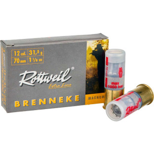Патрон Rottweil Brenneke Classic Magnum кал. 12/70 куля Brenneke Classic, маса 31.5 гр фото