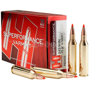 Патрон Hornady Superformance Varmint кал. 243 Win куля V-Max, маса 4.86 гр/75 гран фото
