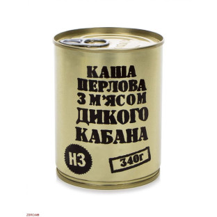Консервы мясо-растительные "Каша перловая с мясом дикого кабана" фото
