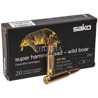 Патрон Sako Super Hammerhead Wild Boar кал. 308 Win куля SP, маса 11.7 гр/180 гран фото